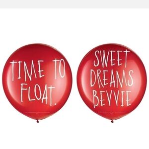 NWT Set of 2 Red "IT" Balloons Helium Quality 24" Round Halloween Decor Horror